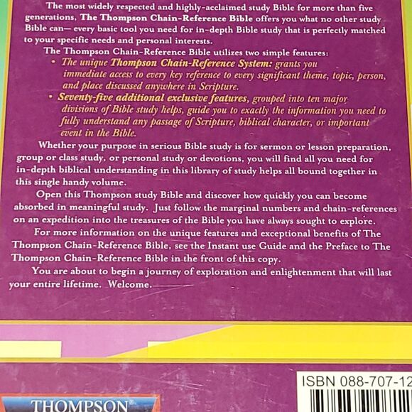 Thompson Chain Reference KJV Bible Kirkbride Style 513 Hardcover Red Letter VGUC - Picture 4 of 13